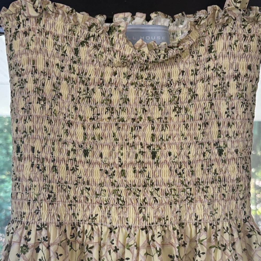 Hill House Mini Floral Sundress in Cream and Green - Picture 5 of 15